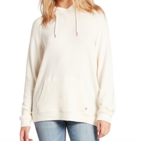 Volcom Lived In White Oatmeal Cream Soft Knit Pullover Hoodie Sweatshirt Sweater - Picture 2 of 3